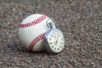 New baseball with an old sport stopwatch
